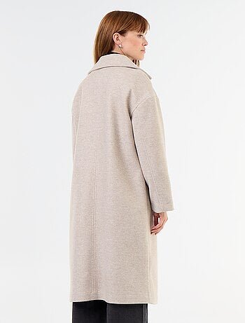 Lange jas met wollook en reverskraag