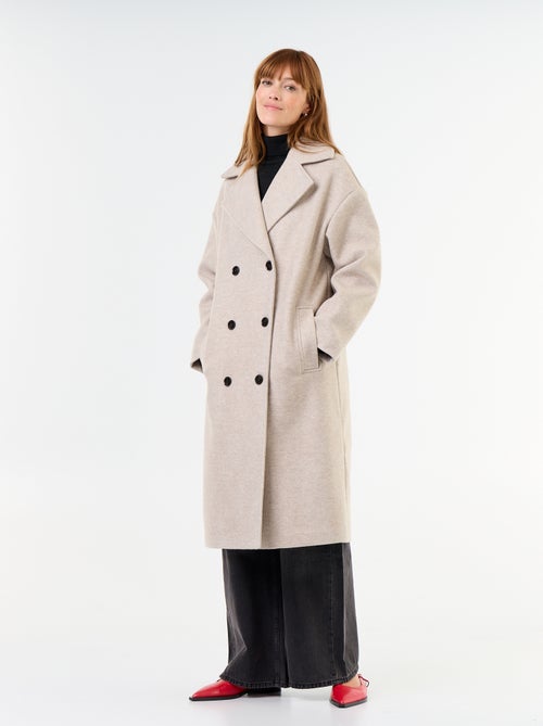 Lange jas met wollook en reverskraag - Kiabi