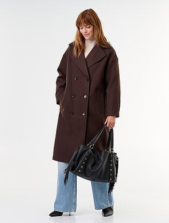 Lange jas met wollook en reverskraag