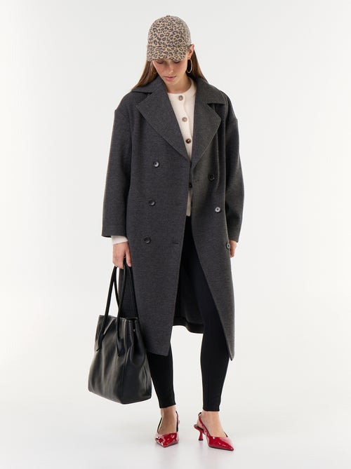 Lange jas met wollook en reverskraag - Kiabi Lange jas met wollook en reverskraag - Kiabi