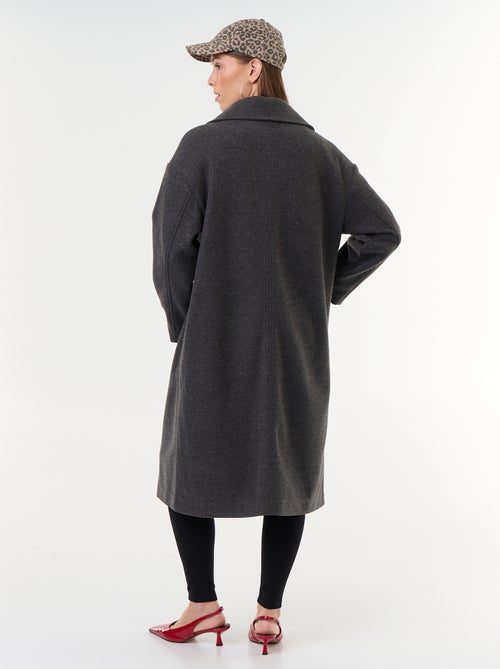 Lange jas met wollook en reverskraag - Kiabi Lange jas met wollook en reverskraag - Kiabi