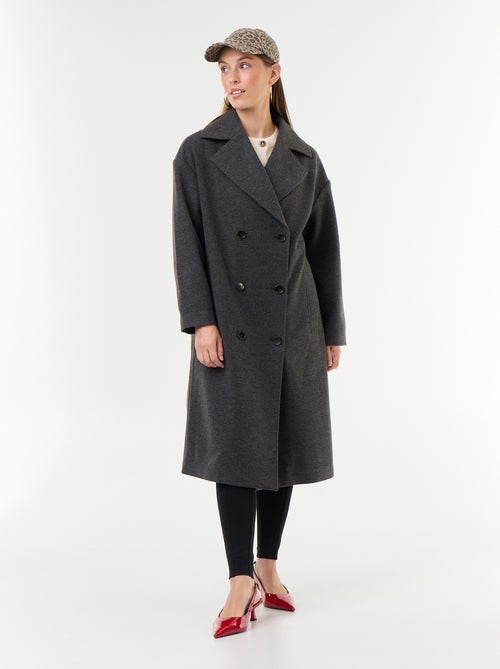 Lange jas met wollook en reverskraag - Kiabi Lange jas met wollook en reverskraag - Kiabi