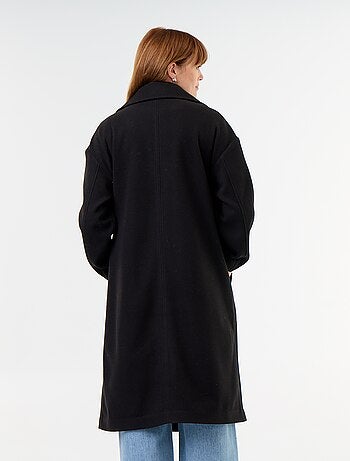 Lange jas met wollook en reverskraag