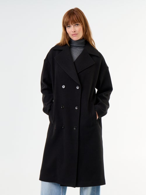 Lange jas met wollook en reverskraag - Kiabi