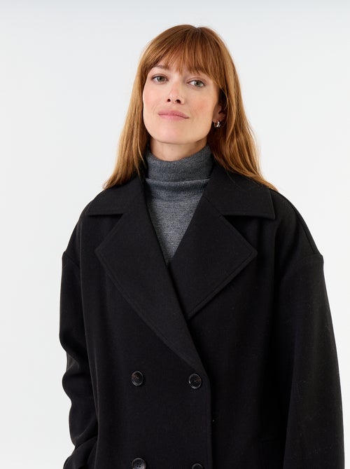 Lange jas met wollook en reverskraag - Kiabi