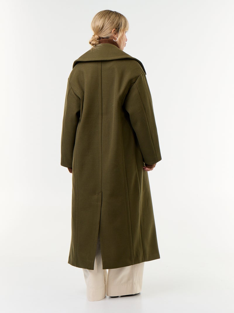 Lange jas met wollook Groen - Kiabi
