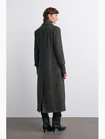 Lange jas van gestructureerde tweed dilvin