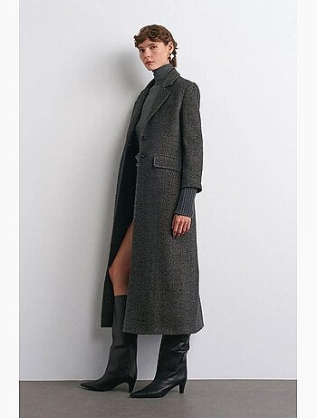 Lange jas van gestructureerde tweed dilvin