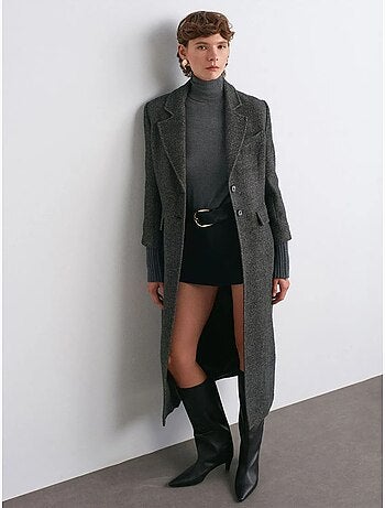 Lange jas van gestructureerde tweed dilvin
