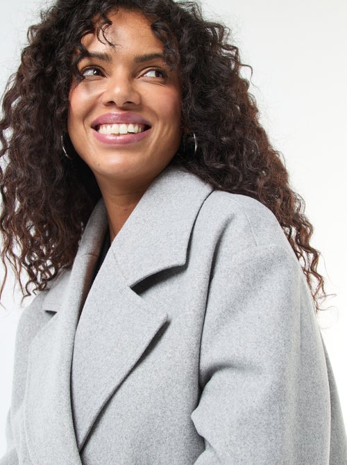 Lange jas van wolachtige stof - Kiabi