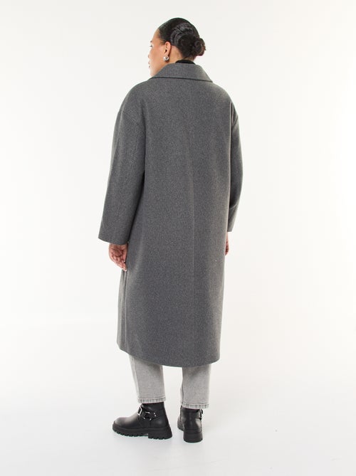 Lange jas van wolachtige stof met 2 zakken met klepje - Kiabi