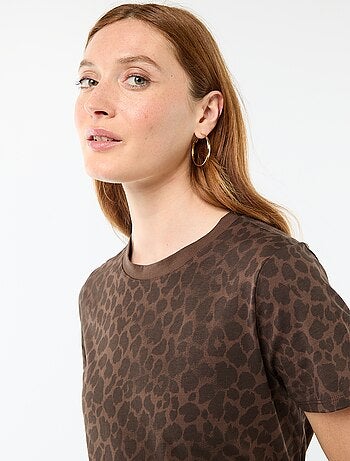 Lange jersey jurk met korte mouwen