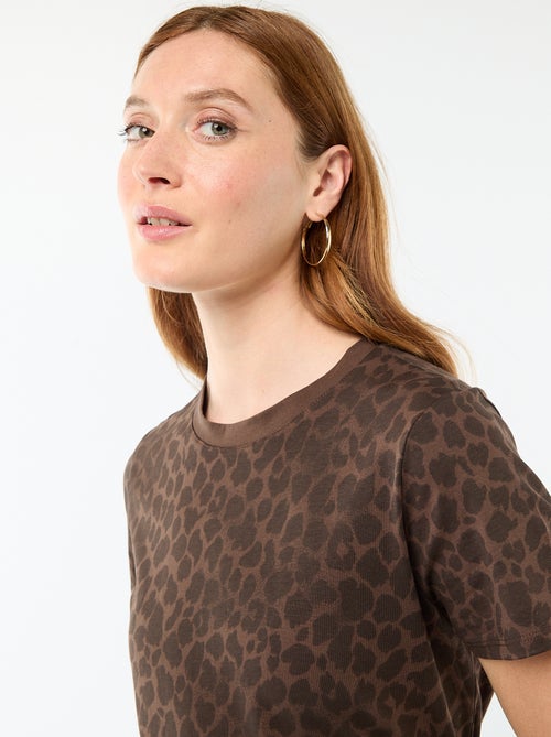 Lange jersey jurk met korte mouwen - Kiabi