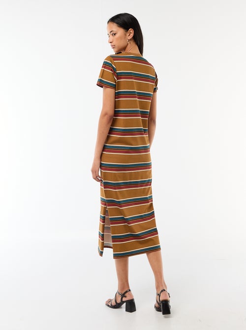 Lange jersey jurk met korte mouwen - Kiabi