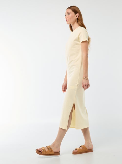 Lange jersey jurk met korte mouwen - Kiabi