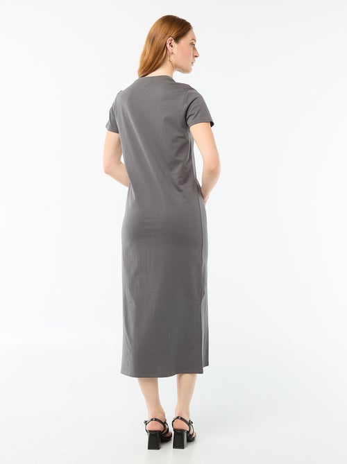 Lange jersey jurk met korte mouwen - Kiabi