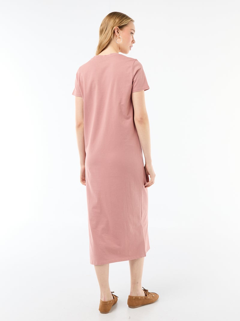 Lange jersey jurk met korte mouwen Rose - Kiabi