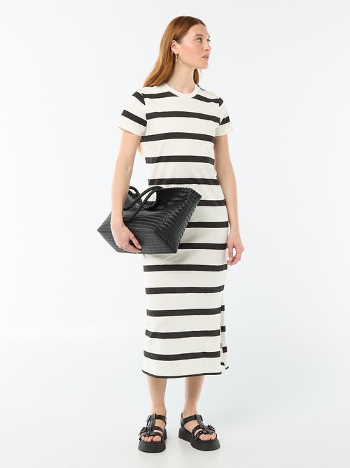 Lange jersey jurk met korte mouwen - Kiabi