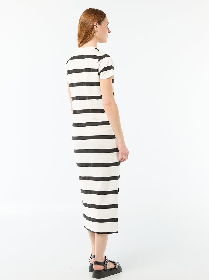 Lange jersey jurk met korte mouwen Wit - Kiabi