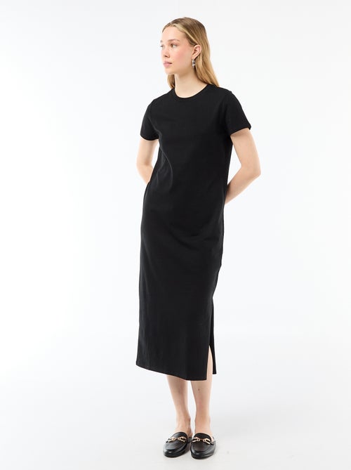 Lange jersey jurk met korte mouwen - Kiabi