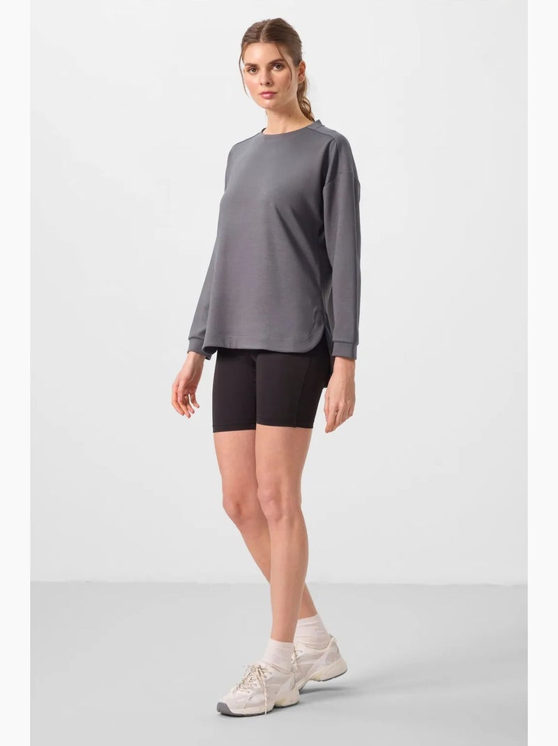 Lange jersey tuniek met lange mouwen tommy Grijs Zwart - Kiabi