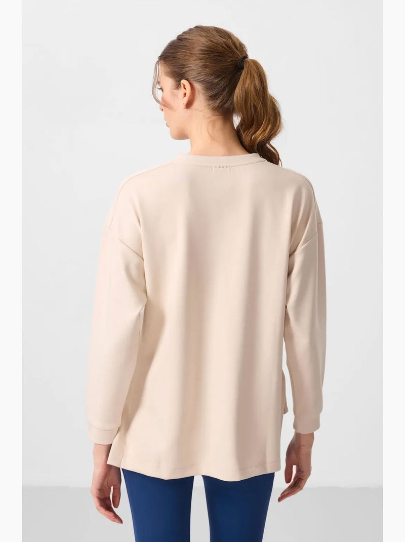 Lange jersey tuniek met lange mouwen tommy Klei-beige - Kiabi
