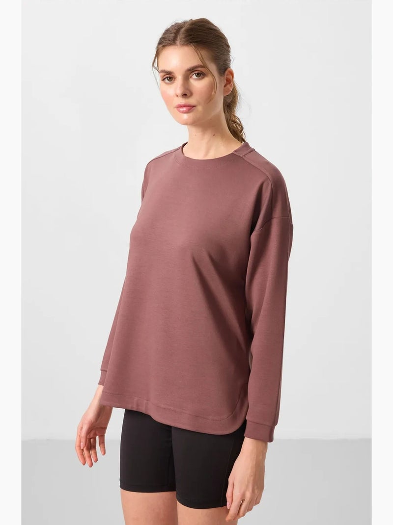 Lange jersey tuniek met lange mouwen tommy Mauve - Kiabi