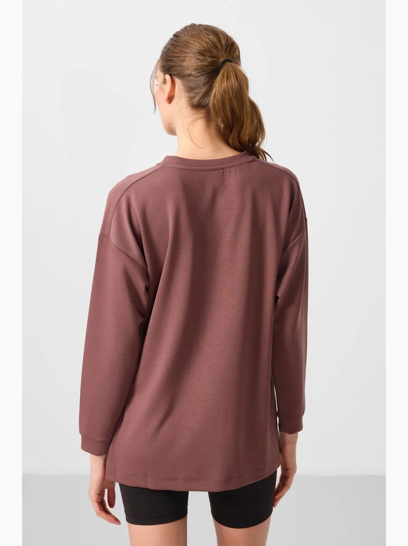 Lange jersey tuniek met lange mouwen tommy Mauve - Kiabi