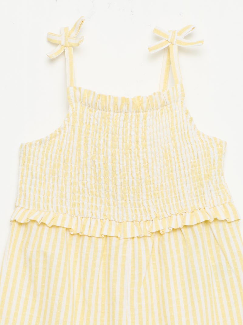 Lange jumpsuit met bandjes Geel - Kiabi