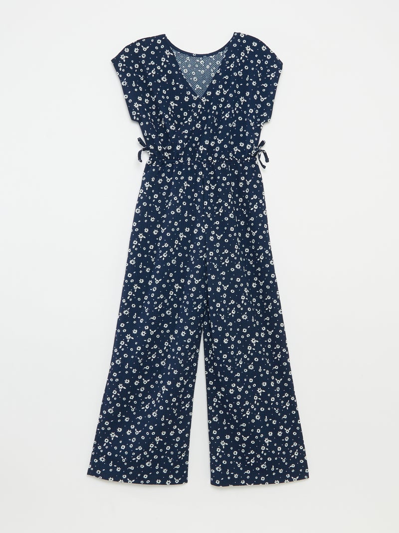Lange jumpsuit met korte mouw BLAUW - Kiabi
