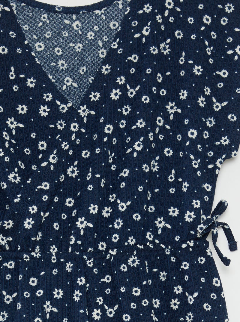 Lange jumpsuit met korte mouw BLAUW - Kiabi