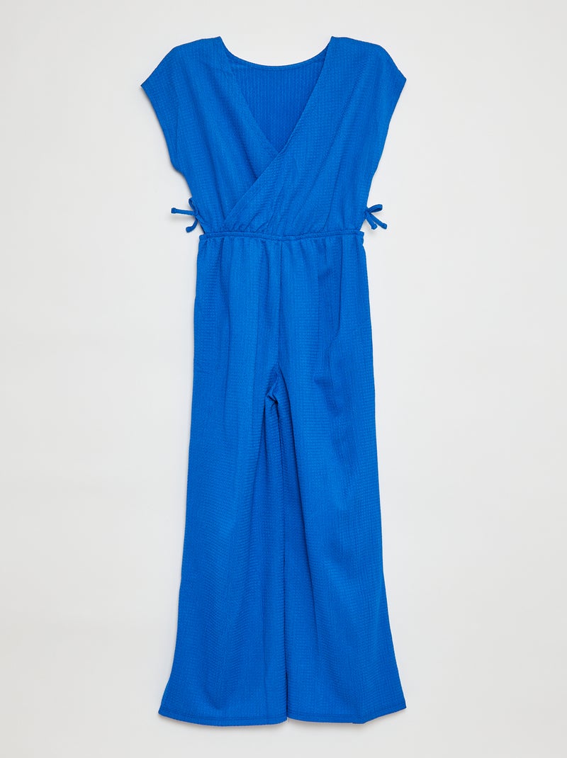 Lange jumpsuit met korte mouw BLAUW - Kiabi