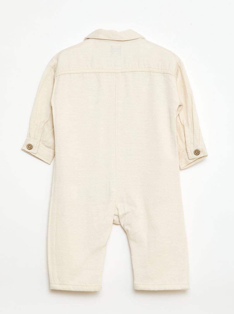 Lange jumpsuit met relax fit hemdkraag Wit - Kiabi