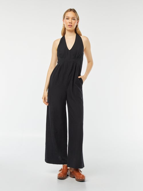 Lange jumpsuit zonder mouwen met strikkoordjes - Kiabi