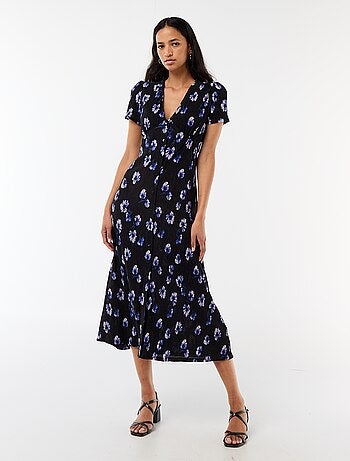 Lange jurk met all-over fijne print