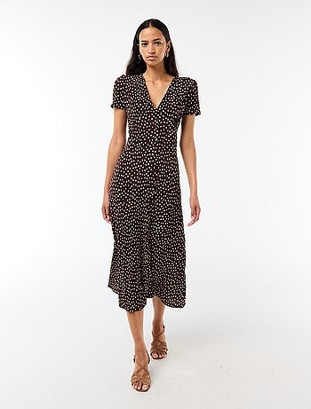 Lange jurk met all-over fijne print