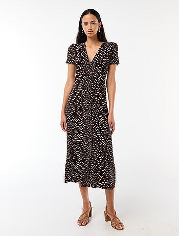 Lange jurk met all-over fijne print