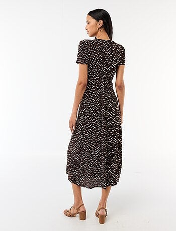 Lange jurk met all-over fijne print