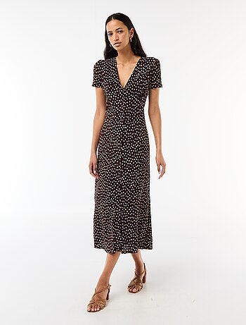 Lange jurk met all-over fijne print