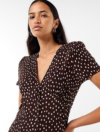 Lange jurk met all-over fijne print