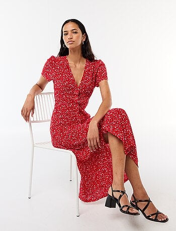 Lange jurk met all-over fijne print