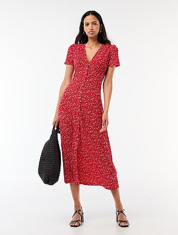 Lange jurk met all-over fijne print