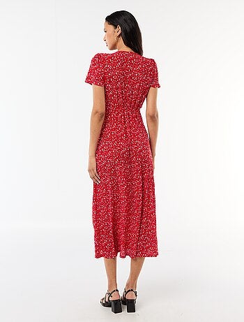 Lange jurk met all-over fijne print