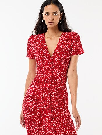 Lange jurk met all-over fijne print