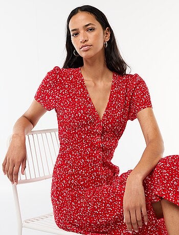 Lange jurk met all-over fijne print