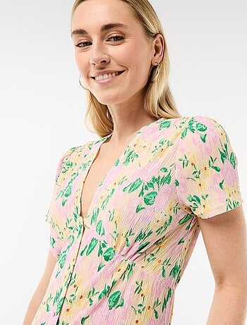 Lange jurk met all-over fijne print