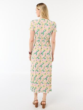 Lange jurk met all-over fijne print