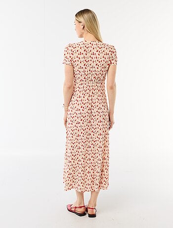 Lange jurk met all-over fijne print