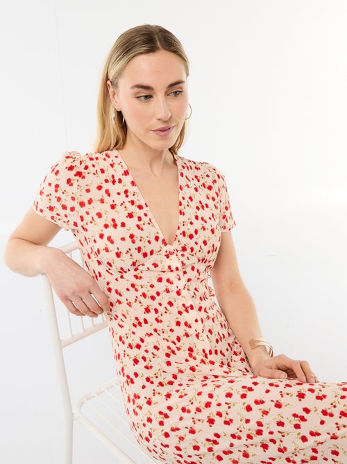 Lange jurk met all-over fijne print - Kiabi
