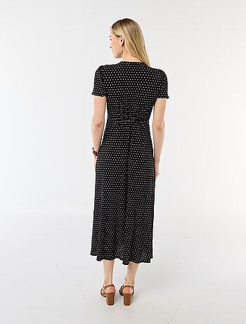 Lange jurk met all-over fijne print